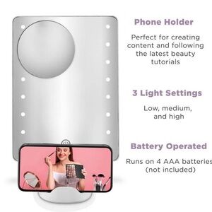 Conair LED Hollywood Lighted Social Media Vanity Cosmetic Makeup Mirror White